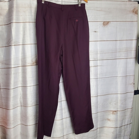Vintage 90s Purple Wool Super High Rise Pleated  Trouser Casual Pants Size 12 - Picture 6 of 12